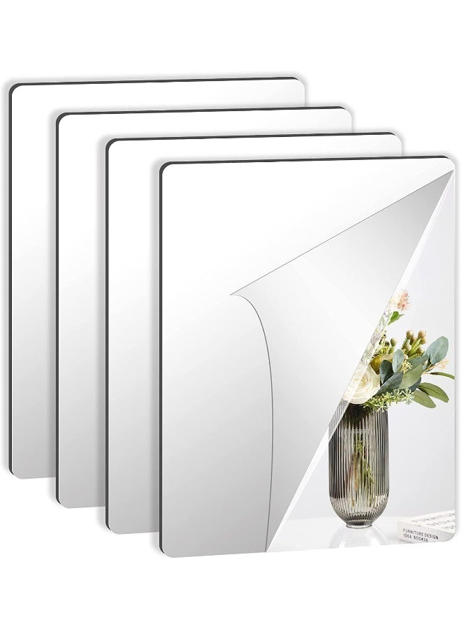 TPGP 4 عبوة مرآة لاصقة 30x40 سم بلاط مرآة لاصق بسمك 2 مم لاصق على جدران المرآة ملصقات مرآة قابلة للإزالة لتزيين المنزل - Image 1