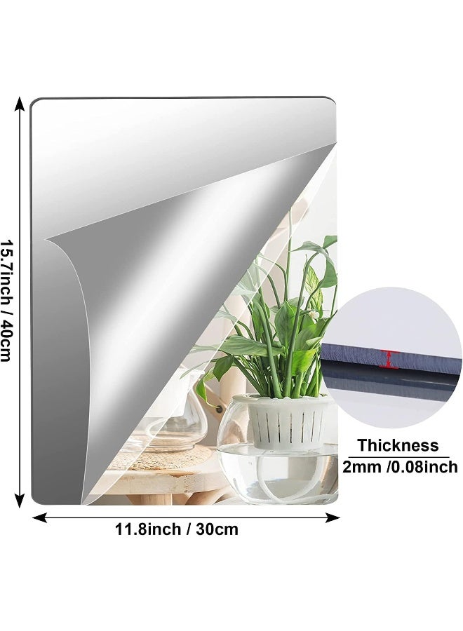 TPGP 4 عبوة مرآة لاصقة 30x40 سم بلاط مرآة لاصق بسمك 2 مم لاصق على جدران المرآة ملصقات مرآة قابلة للإزالة لتزيين المنزل - Image 2