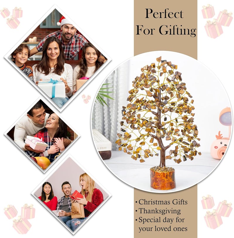 Crocon Tiger Eye Gemstone Tree of Life - Crystal for Feng Shui Decor - Chakra Money Bonsai Tree, Good Luck Healing Crystals Meditation Stones, Spiritual Unique Gift 10-12""" - Image 5