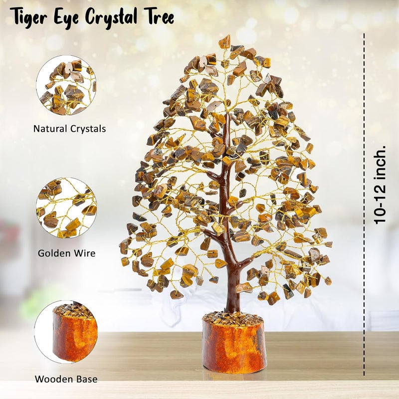 Crocon Tiger Eye Gemstone Tree of Life - Crystal for Feng Shui Decor - Chakra Money Bonsai Tree, Good Luck Healing Crystals Meditation Stones, Spiritual Unique Gift 10-12""" - Image 2