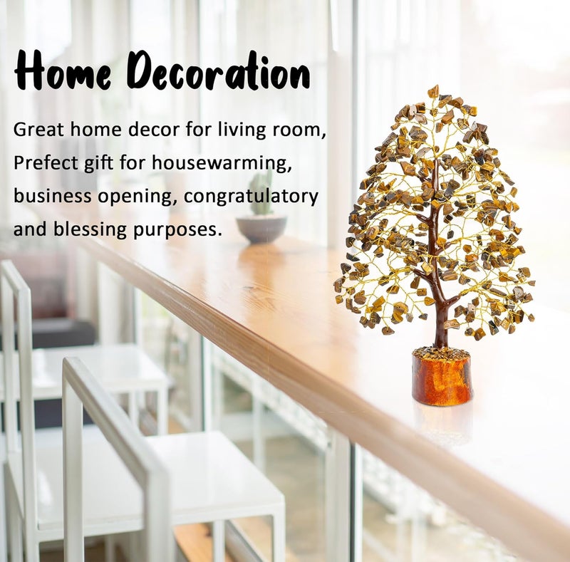 Crocon Tiger Eye Gemstone Tree of Life - Crystal for Feng Shui Decor - Chakra Money Bonsai Tree, Good Luck Healing Crystals Meditation Stones, Spiritual Unique Gift 10-12""" - Image 3