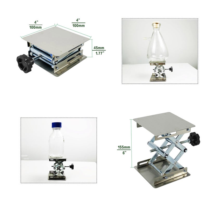 TEXALAN(R) Lab Jack Stainless Steel Lift Table Mini Scissor Jack 4"x4"x6" Max Load 6.6 lbs/3kg - Image 3
