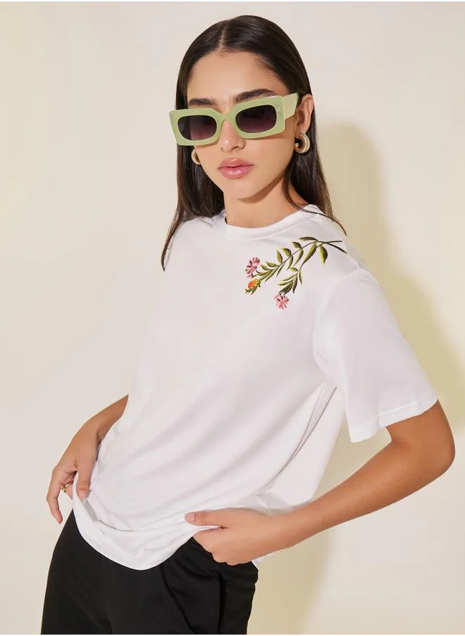Take Two Take Two Floral Print Round Neck T-Shirt