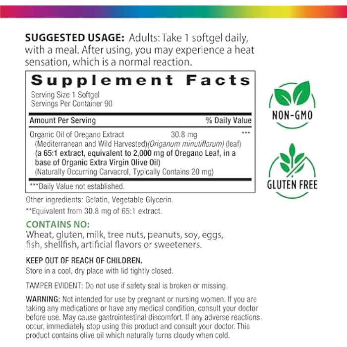 Rainbow Light Oil of Oregano | 90 Softgels | Mediterranean & Wild Harvested Oregano Leaf | Contains Naturally Occurring Carvacrol | Non-GMO and Gluten Free - Image 2