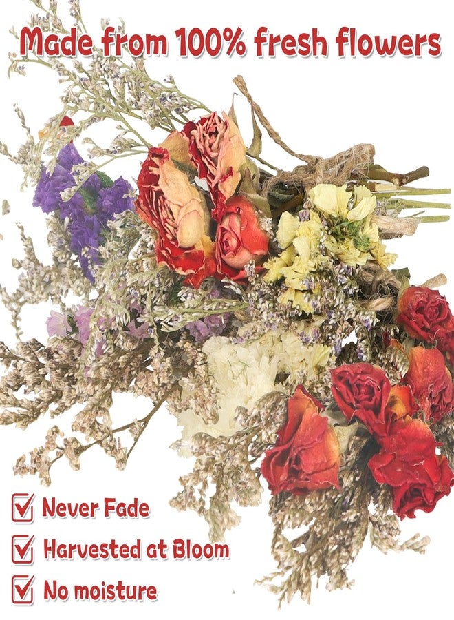 Demonwer 24 Pcs Mini Dried Flowers Bouquet Forget Me Not Lavender Rose Bouquets Natural Dried Flower with Stem Artificial Embossing Dry Arrangement for Vase DIY Craft Photo Props Wedding Decoration - Image 3