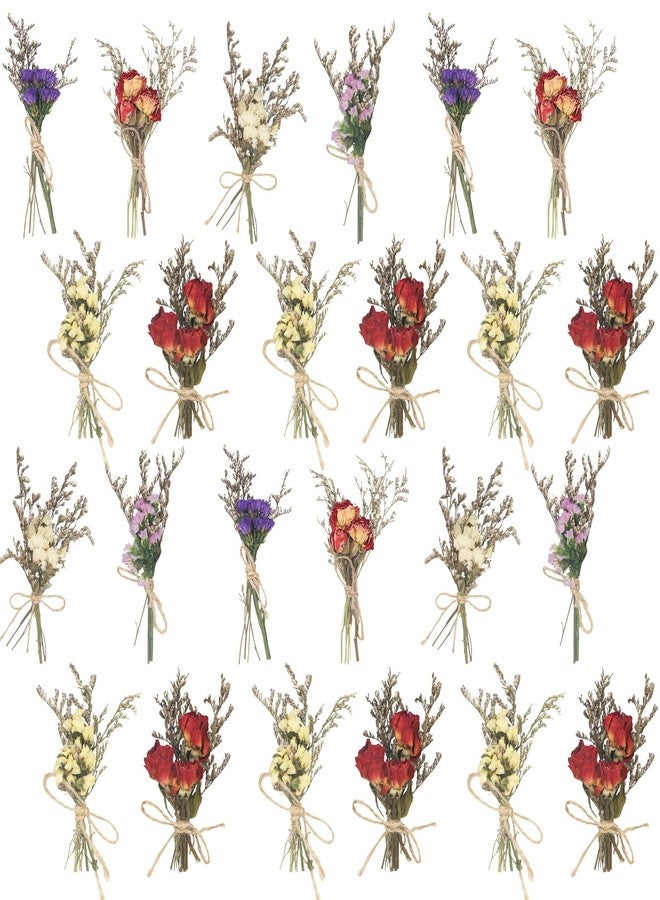 Demonwer 24 Pcs Mini Dried Flowers Bouquet Forget Me Not Lavender Rose Bouquets Natural Dried Flower with Stem Artificial Embossing Dry Arrangement for Vase DIY Craft Photo Props Wedding Decoration - Image 1