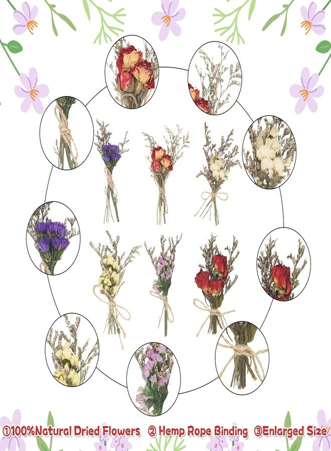 Demonwer 24 Pcs Mini Dried Flowers Bouquet Forget Me Not Lavender Rose Bouquets Natural Dried Flower with Stem Artificial Embossing Dry Arrangement for Vase DIY Craft Photo Props Wedding Decoration - Image 5