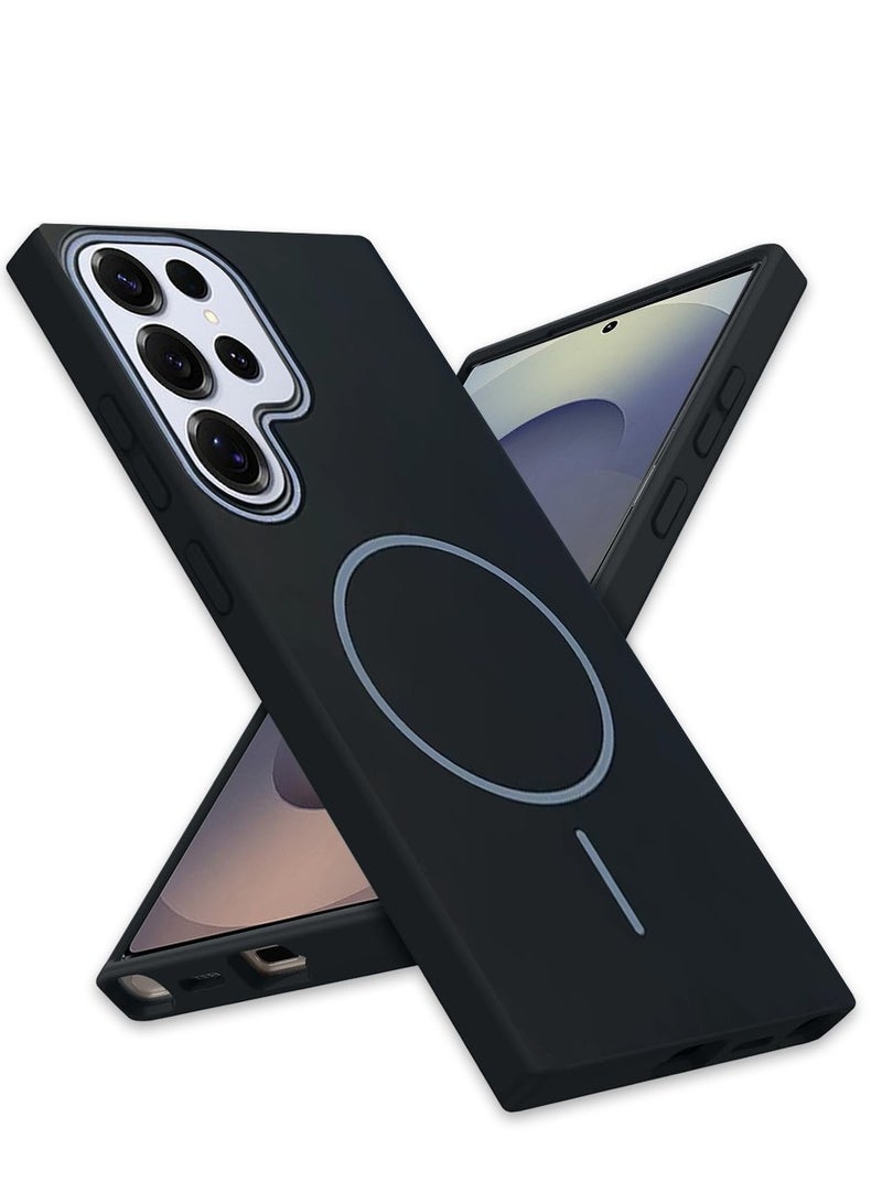 Techie غطاء خلفي صلب رفيع للغاية غير لامع مع شحن لاسلكي مغناطيسي MagSafe لهاتف سامسونج جالاكسي S25 ألترا 2025 - أسود - Image 1