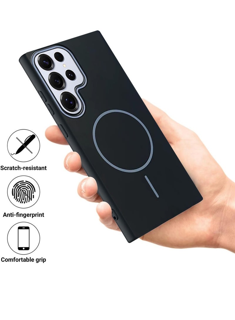 Techie غطاء خلفي صلب رفيع للغاية غير لامع مع شحن لاسلكي مغناطيسي MagSafe لهاتف سامسونج جالاكسي S25 ألترا 2025 - أسود - Image 3