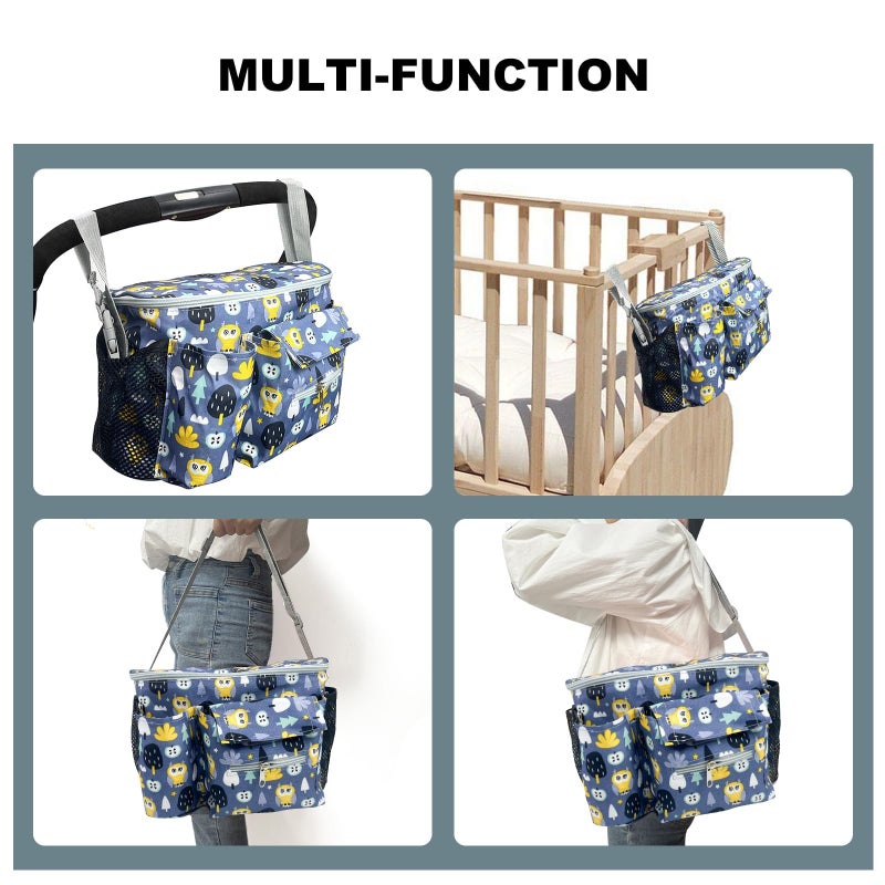 Universal Stroller Organizer with Cup Holder Phone Bag Hanging Hooks Shoulder Strap Unique Stroller Bag Caddy Organizer Accessories Fits for Uppababy Baby Jogger Britax Strollers - Image 3