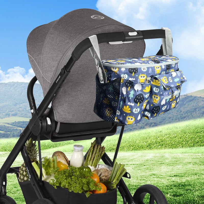 Universal Stroller Organizer with Cup Holder Phone Bag Hanging Hooks Shoulder Strap Unique Stroller Bag Caddy Organizer Accessories Fits for Uppababy Baby Jogger Britax Strollers - Image 2