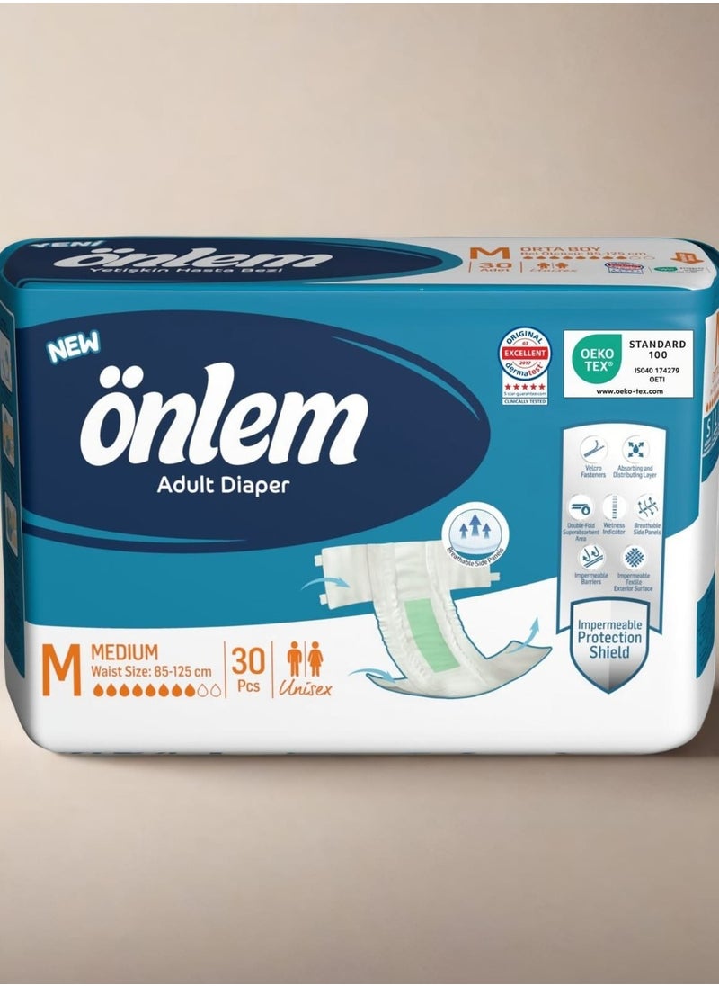 Önlem Adult Diaper, Size: Medium, 30 Diapers Waist Size: 80-120cm Wetness Indicator.  - Image 2