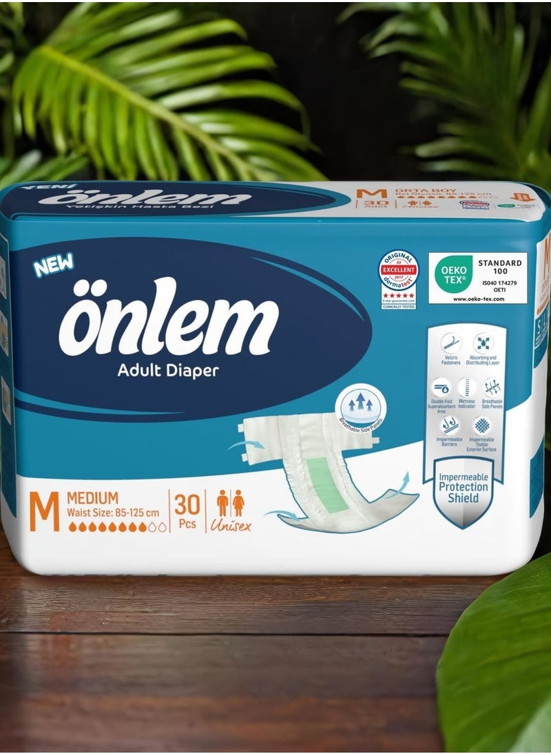 Önlem Adult Diaper, Size: Medium, 30 Diapers Waist Size: 80-120cm Wetness Indicator.  - Image 3