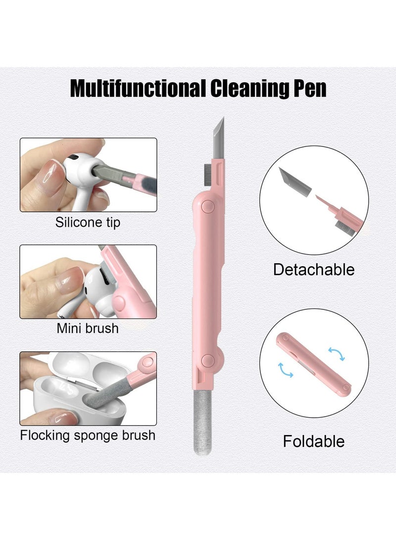 7 in 1 Multifunctional Cleaning Tool Earphones Cleaner Kit for AirPods Keyboard Cleaning Brush Portable Electronics Cleaning Kit for Laptop/ PC/Keyboard/Earphones/Cell Phone (Pink) - Image 3