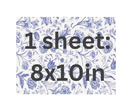 Blue Floral Toile Pattern Cake topper Wrap Icing Sheet 8x10 inches Baby Shower Cake Decorating Blue toile de jouy baby shower cake topper wrap icing sheet baby blue floral pattern cake wrap - Image 5