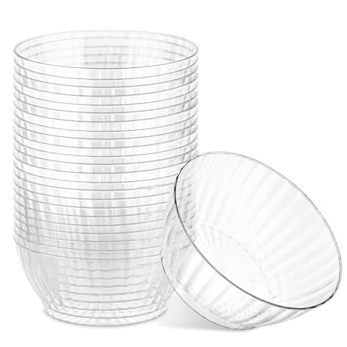 PLASTICPRO 30 Pack Crystal Like Clear Disposable Plastic Plates Dinner Dishes 6 ounce Bowls for Special Occasions Parties - Image 2