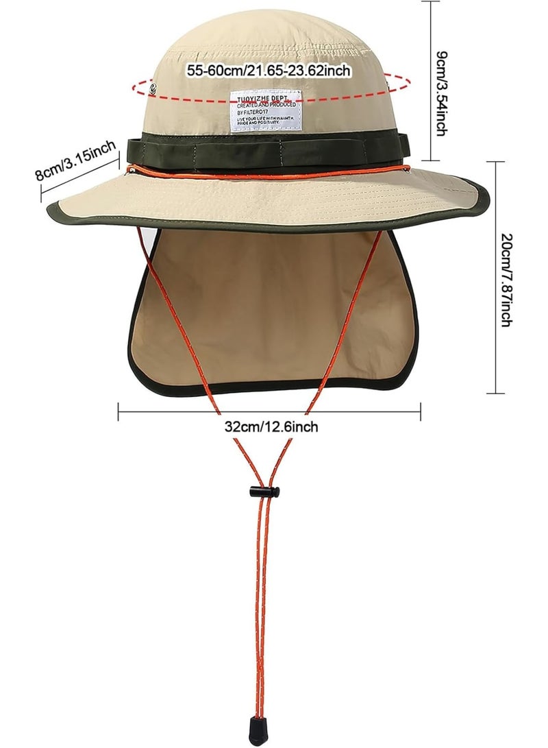SOLARAE Waterproof Bucket Hat for Men Women, Quick Dry Wide Brim Boonie Hat Outdoor Fishing Hat with Neck Flap UV Protection Outdoor Sun Protective Jungle Hat Safari Hat Fishing Hat Unisex Khaki - Image 4
