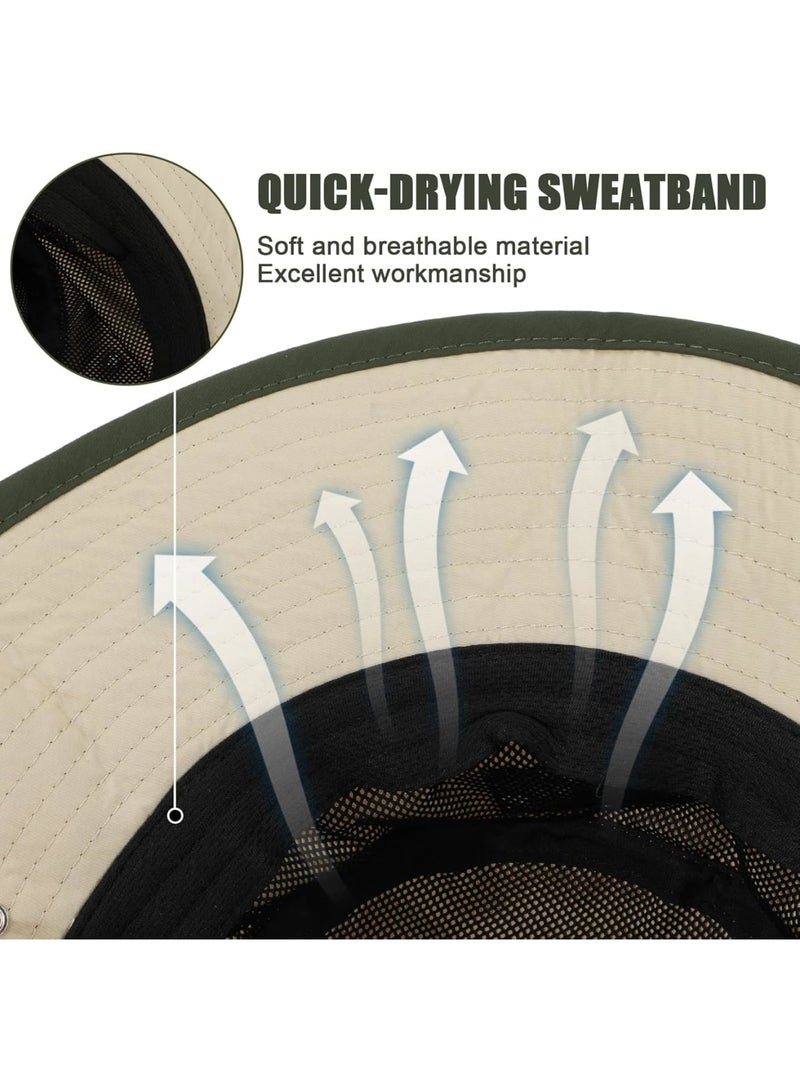 SOLARAE Waterproof Bucket Hat for Men Women, Quick Dry Wide Brim Boonie Hat Outdoor Fishing Hat with Neck Flap UV Protection Outdoor Sun Protective Jungle Hat Safari Hat Fishing Hat Unisex Khaki - Image 5