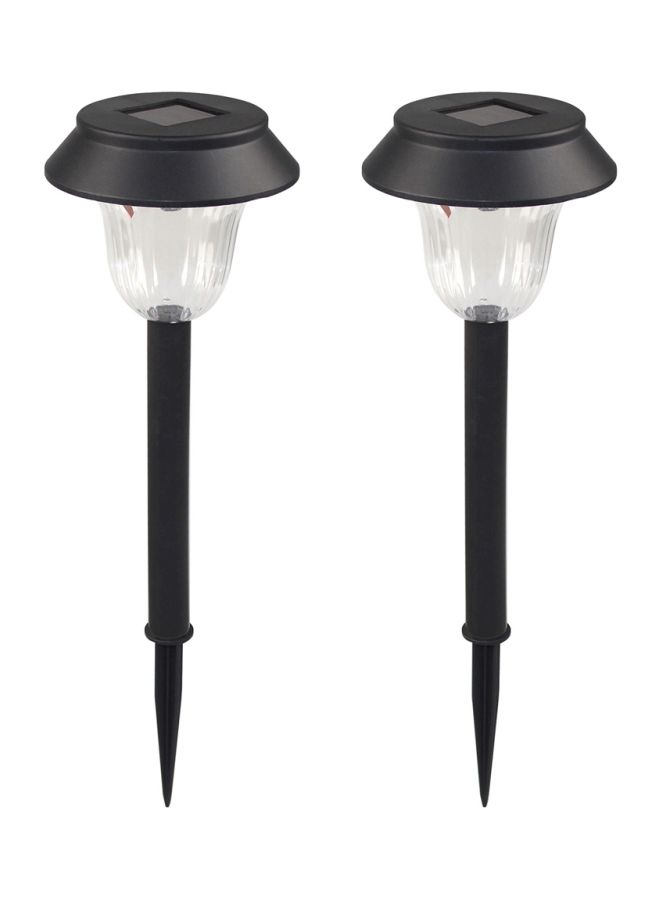 NIBEMINENT Pack Of 2 Solar LED Patio Lamp Black/Clear Light 11.5x11.5x40cm - Image 1
