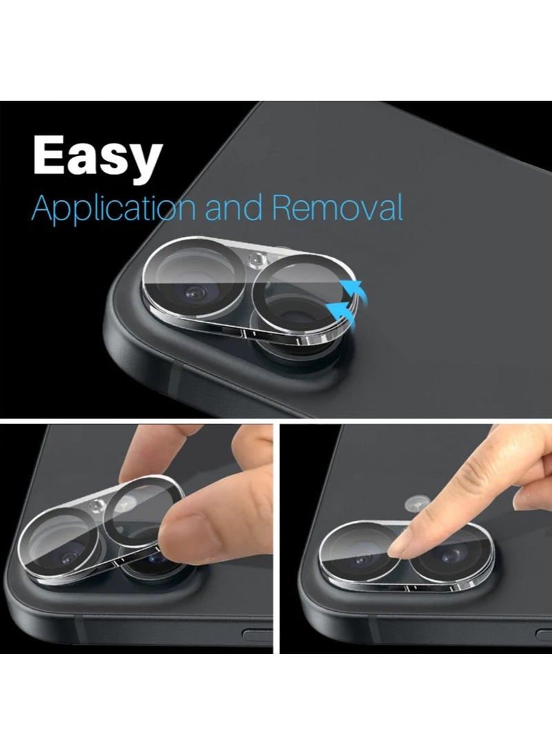 SNBFA Camera Lens Protector for iPhone 16 and iPhone 16 Plus, [Not Easy to Break][Strong Adsorption][Case-Friendly] Metal Tempered Glass Rear Camera Screen Cover,2 PCS - Image 5