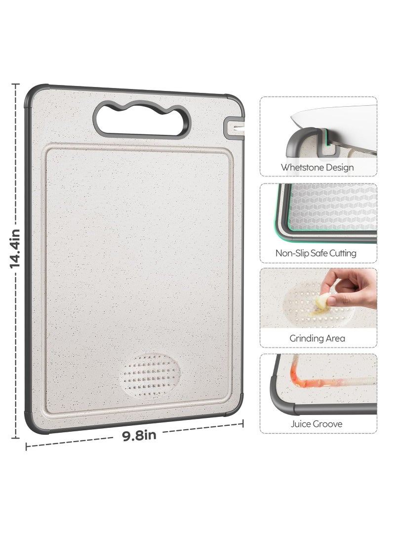 Y&D Double Sided 304 Stainless Steel & Wheat Straw Cutting Board, 14.4"*9.8" Non Toxic Lightweight Chopping Board, Separately Handle Meat and Vegetables, Dishwasher Safe, Scratch Resistant Mesh Design - Image 5