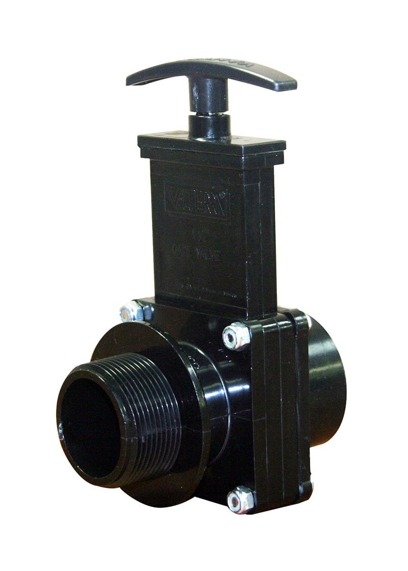7108 ABS Gate Valve, Black, 1-1/2" FPT x MPT