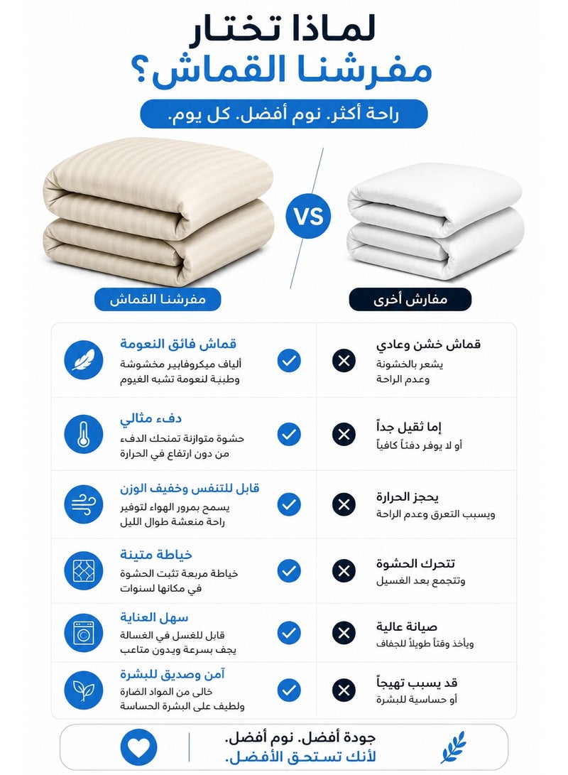 Premium Stripe Comforter Bedding Set in Cream with Fitted Bedsheet & Pillow Covers, Soft Luxury Bed Set for Single, Full, Queen & King Size - Image 4