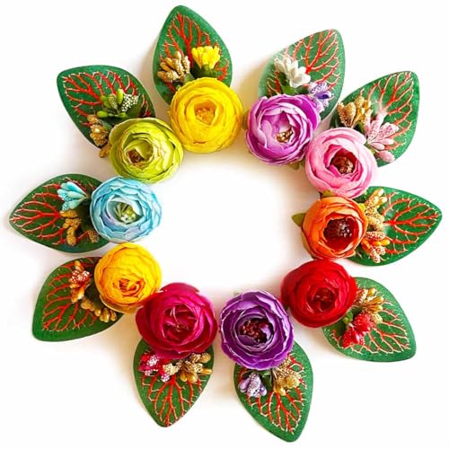 ADIKALA Handmade Peony Flower Bunch for Gift Packing, Wedding Trousseau Packing, Flowers, Flower Bunch for Hamper, Tray, Gift Decor (6, Multi Color) - Image 1