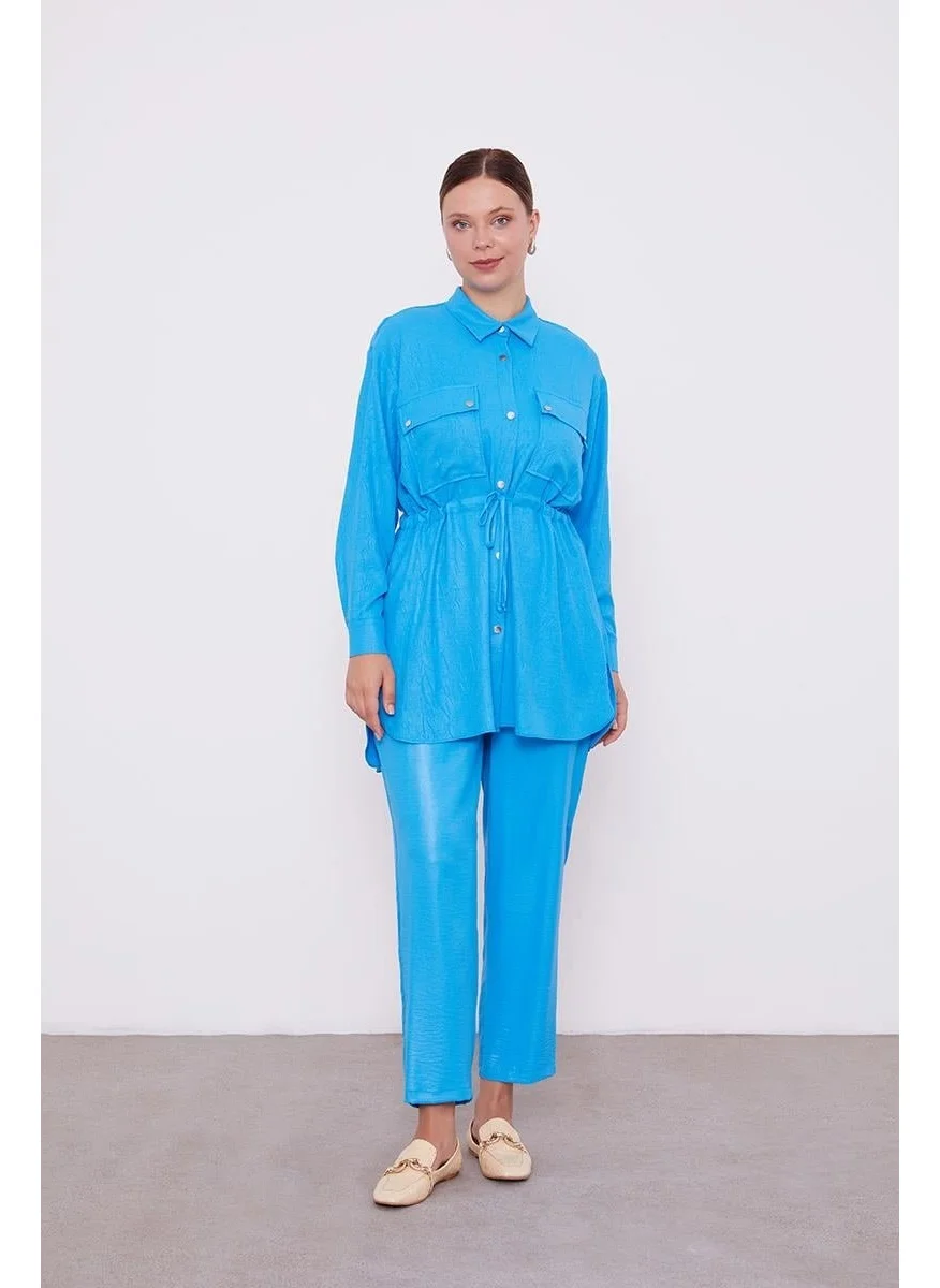 ليفيدور Saxe Waist Drawstring Trousers Sports Suit