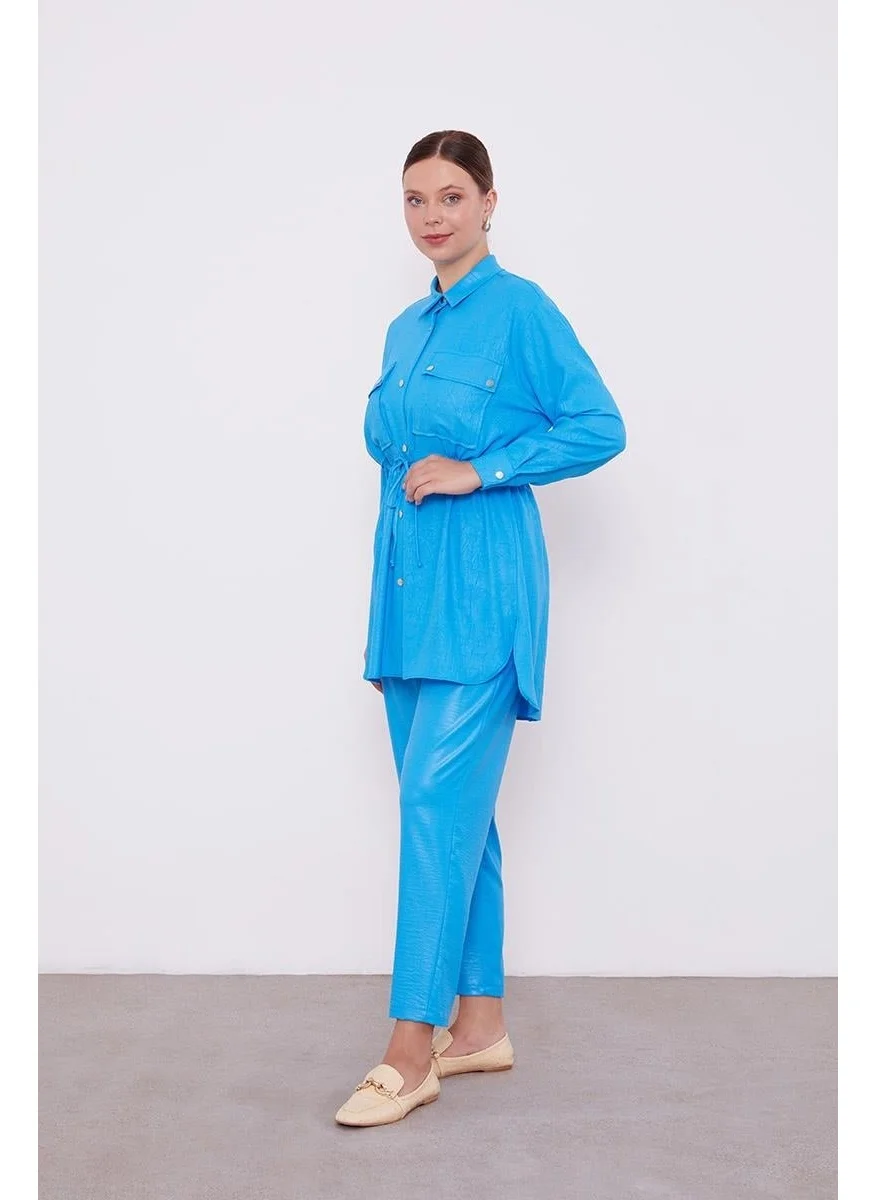 ليفيدور Saxe Waist Drawstring Trousers Sports Suit