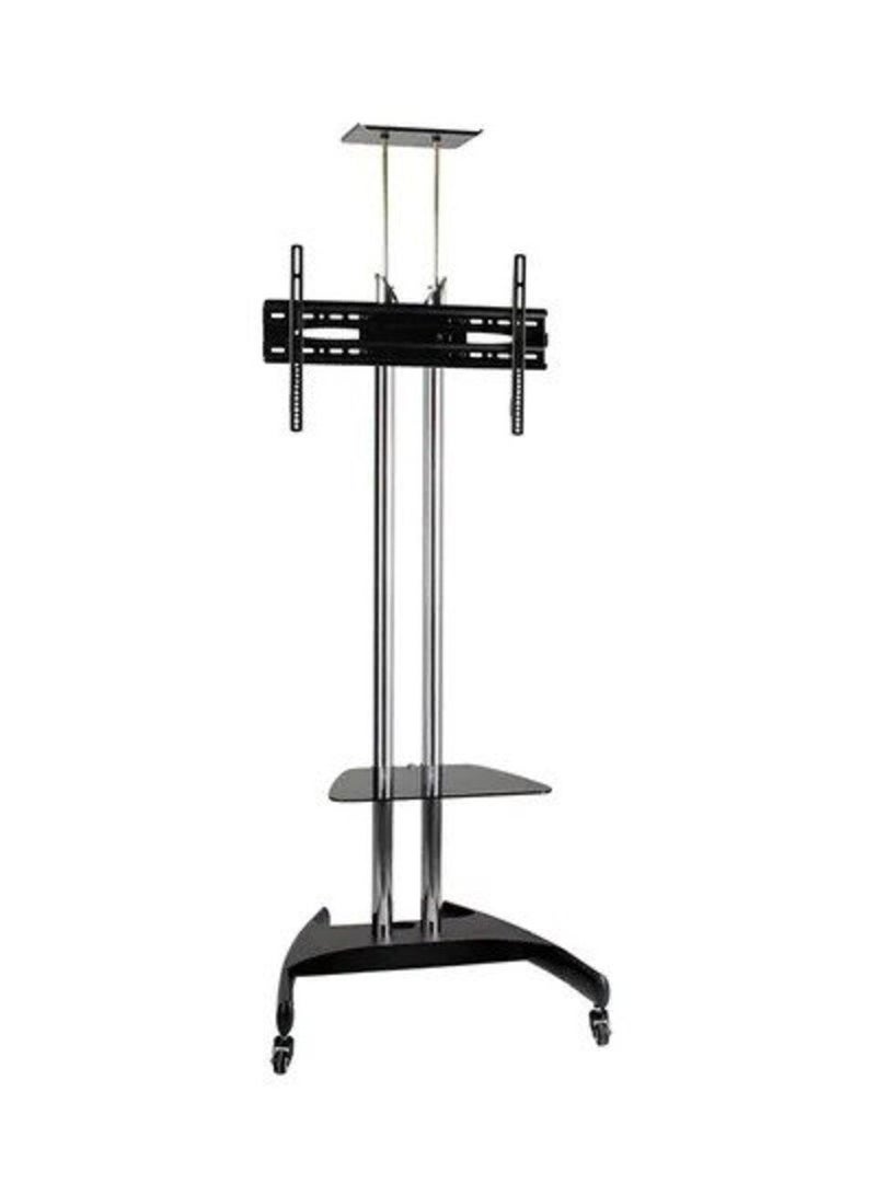 حامل أرضي للتلفاز مع حامل DVD وحامل للكاميرا مقاس 26-70 بوصة فضي / أسود