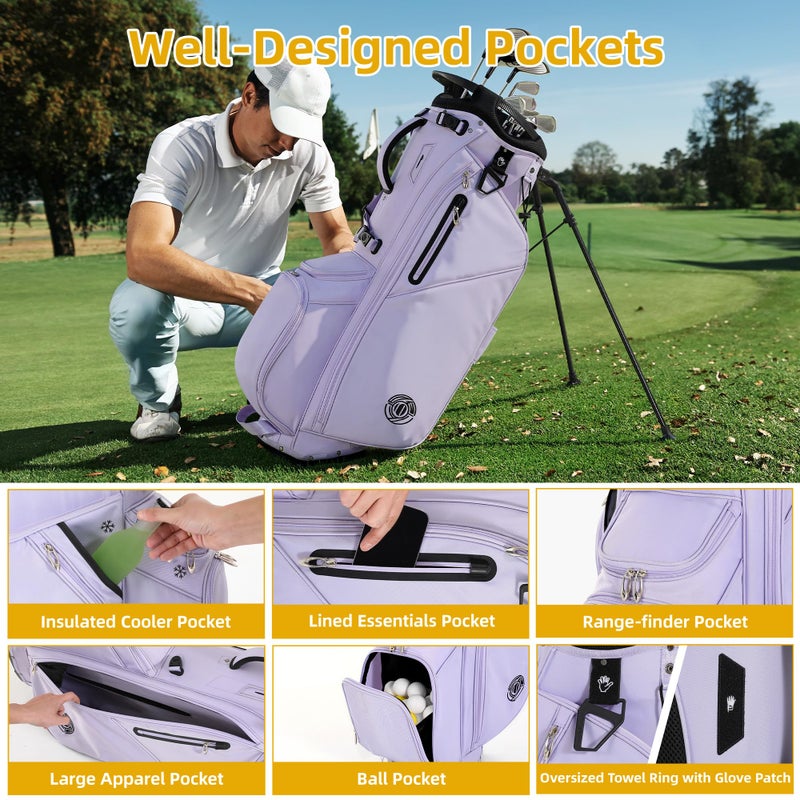 Shopsource 14 Way Golf Stand Bag, Lightweight Golf Bag with Stand for Men Women, Standing Golf Club Bags with Padded Ergonomic Double Strap, Full Length Dividers, Multiple Pockets, Rain Hood - Image 3