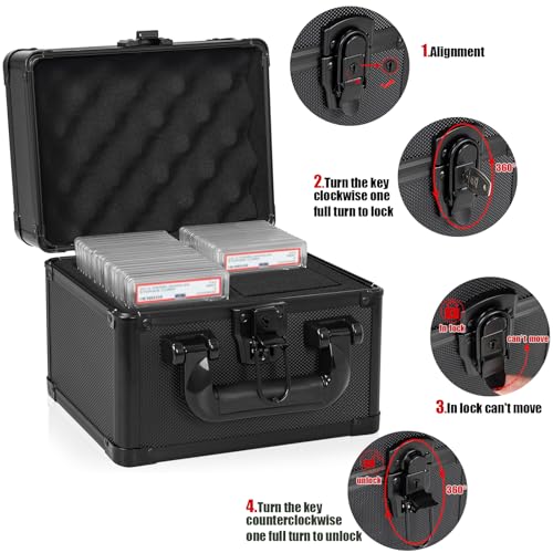 OUUTMEE Graded Card Case - Aluminum Alloy Graded Card Storage Box Compatible with 40 Card Slabs, Sports Trading Card Case Fits PSA, CSG, BGS and Top Loaders - Image 2
