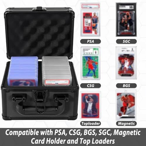 OUUTMEE Graded Card Case - Aluminum Alloy Graded Card Storage Box Compatible with 40 Card Slabs, Sports Trading Card Case Fits PSA, CSG, BGS and Top Loaders - Image 3