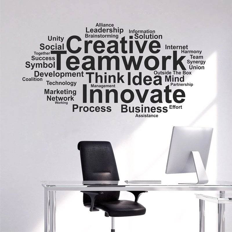 EXO Decor 'Team Work - Typography - Office - Inspirational - Motivational - Quotes - Wall Sticker ' - (Multi Colour, Vinyl - 130cm X 70 cm)  - Image 1