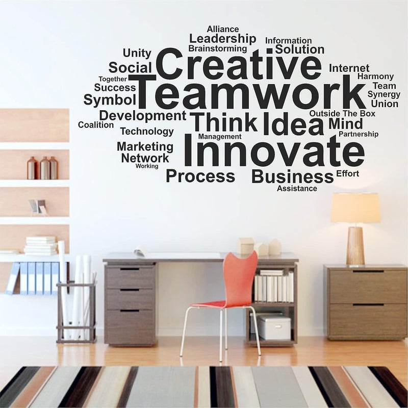 EXO Decor 'Team Work - Typography - Office - Inspirational - Motivational - Quotes - Wall Sticker ' - (Multi Colour, Vinyl - 130cm X 70 cm)  - Image 2