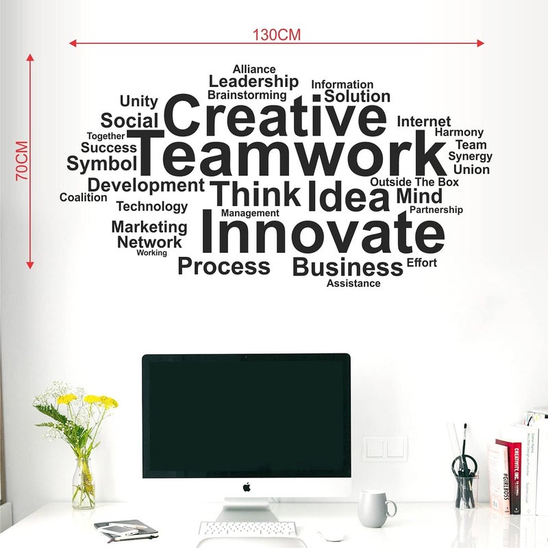 EXO Decor 'Team Work - Typography - Office - Inspirational - Motivational - Quotes - Wall Sticker ' - (Multi Colour, Vinyl - 130cm X 70 cm)  - Image 3