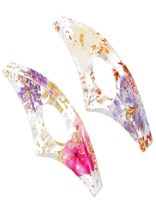 Gtziqa 2 Pieces Dried Flower Resin Book Page Holder, Transparent Bookmark Handmade Thumb Ring Book Opener Page Holder Books Lovers Gift Books Accessories for Reading Lovers, Students and Teachers - Image 1