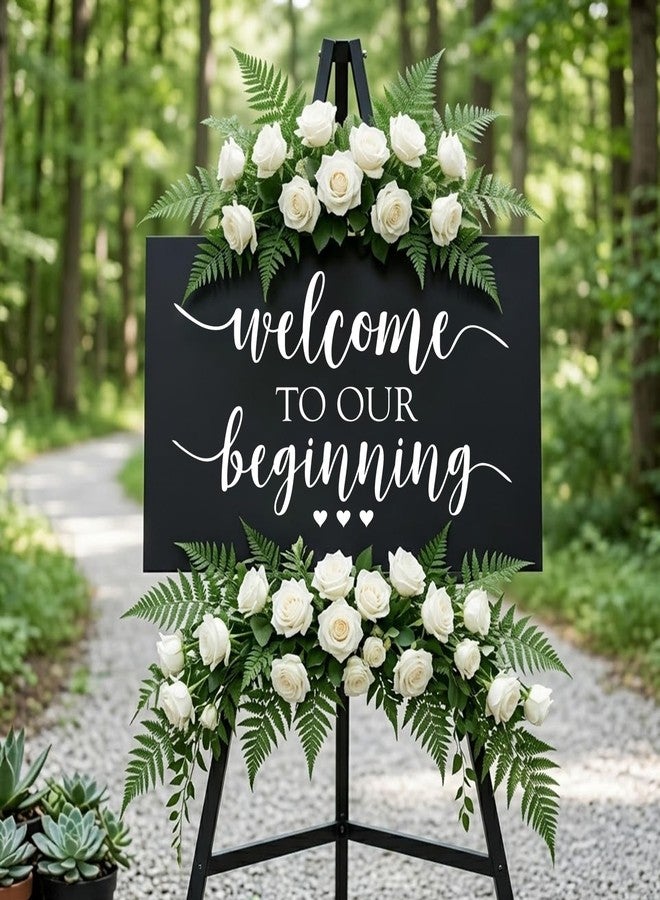 BATTOO Wedding Welcome Sign Decal Welcome to Our Beginning Couples Wedding Reception Home Adhesive Sticker - Marriage Wedlock of Love Wedding Ceremony Decal 23" Wide by 12.5" Tall, White - Image 4
