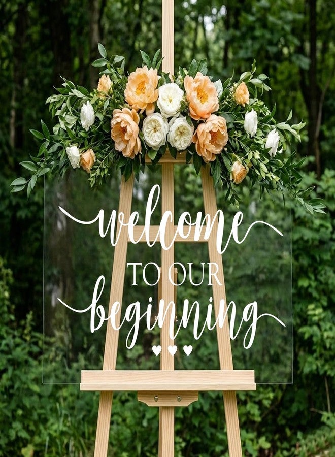 BATTOO Wedding Welcome Sign Decal Welcome to Our Beginning Couples Wedding Reception Home Adhesive Sticker - Marriage Wedlock of Love Wedding Ceremony Decal 23" Wide by 12.5" Tall, White - Image 5