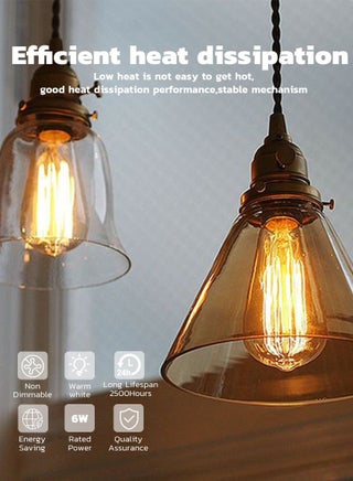 1 Piece Vintage 6W T64 LED Amber Filament Bulb – E27 Base, 360° Warm Glow Retro Edison Light, 370Lm High CRI 80+ Decorative Lamp - view 2