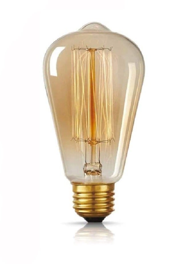 MODI 1 Piece Vintage 6W T64 LED Amber Filament Bulb – E27 Base, 360° Warm Glow Retro Edison Light, 370Lm High CRI 80+ Decorative Lamp - Image 1