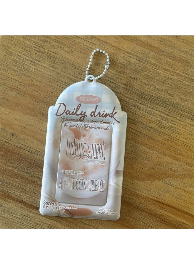 NIBEMINENT 1 - Piece Cappuccino Kpop Photo Card Holder Pendant Key Chain ID Badge Holder ID Card Holder Photo Card Protector for School ID Office ID Access Card for Women Girls - Image 1