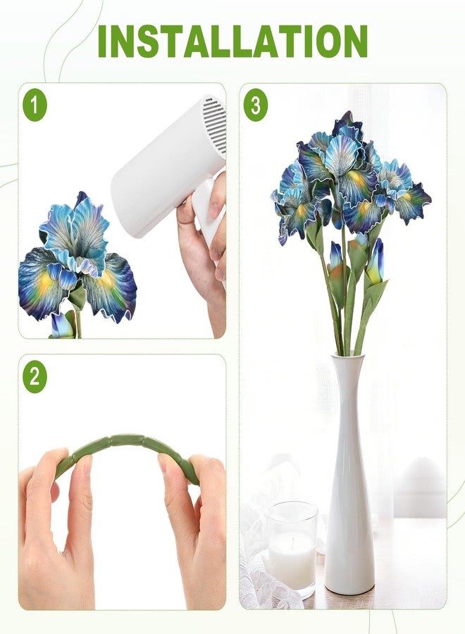 M METERXITY 1-Pack Blue Artificial Iris Flowers with Flower Bud,17.7 Inch Faux Iris PU Bouquets Real Touch Faux Flowers for Home/Wedding/Christmas/Party - Image 4