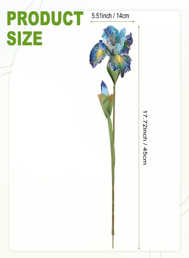 M METERXITY 1-Pack Blue Artificial Iris Flowers with Flower Bud,17.7 Inch Faux Iris PU Bouquets Real Touch Faux Flowers for Home/Wedding/Christmas/Party - Image 3