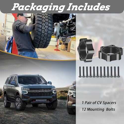 SeDeplacer CV Spacers with Hardware Compatible with 99-16 Chevrolet GMC 1500 Pickups,00-16 Chevrolet Tahoe,00-16 GMC Yukon/Yukon XL,00-16 Chevrolet Suburban 1500(Used on 5-7.5" Suspension Lift) - Image 4