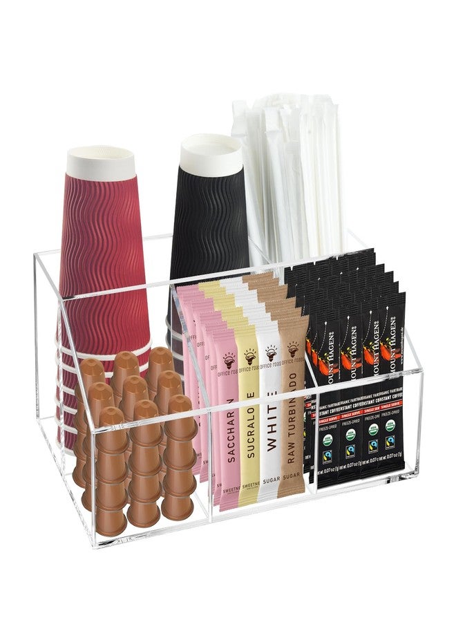 Watpot Coffee Bar Station Organizer for Countertop, Acrylic Coffee Pods Sugar Packets Tea Bags Storage Basket for Countertop, Clear - Image 1