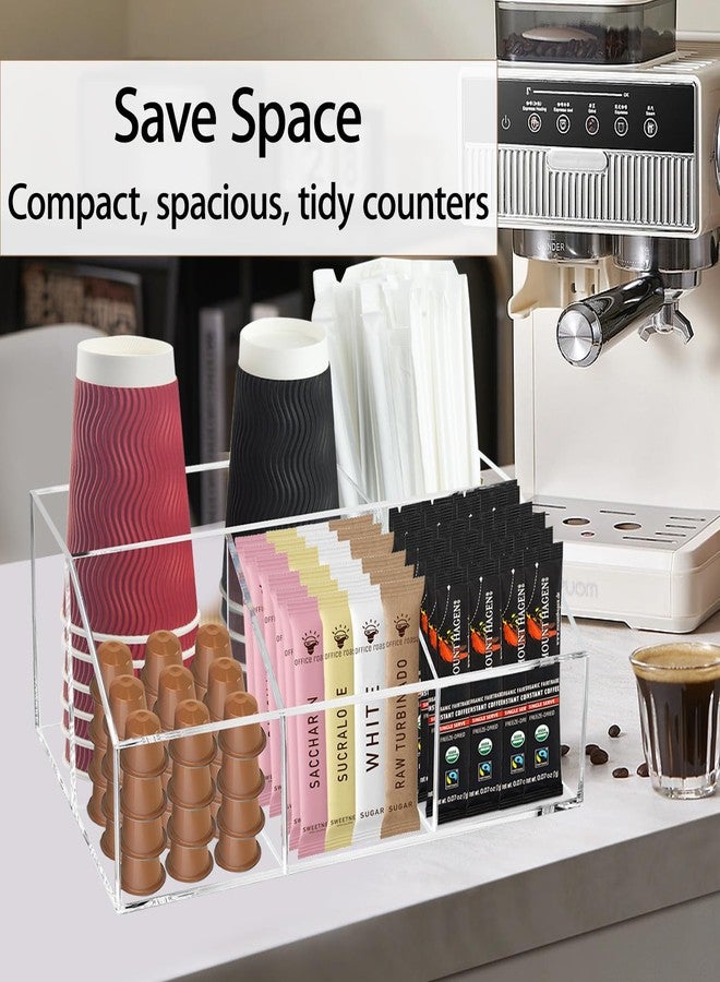 Watpot Coffee Bar Station Organizer for Countertop, Acrylic Coffee Pods Sugar Packets Tea Bags Storage Basket for Countertop, Clear - Image 2