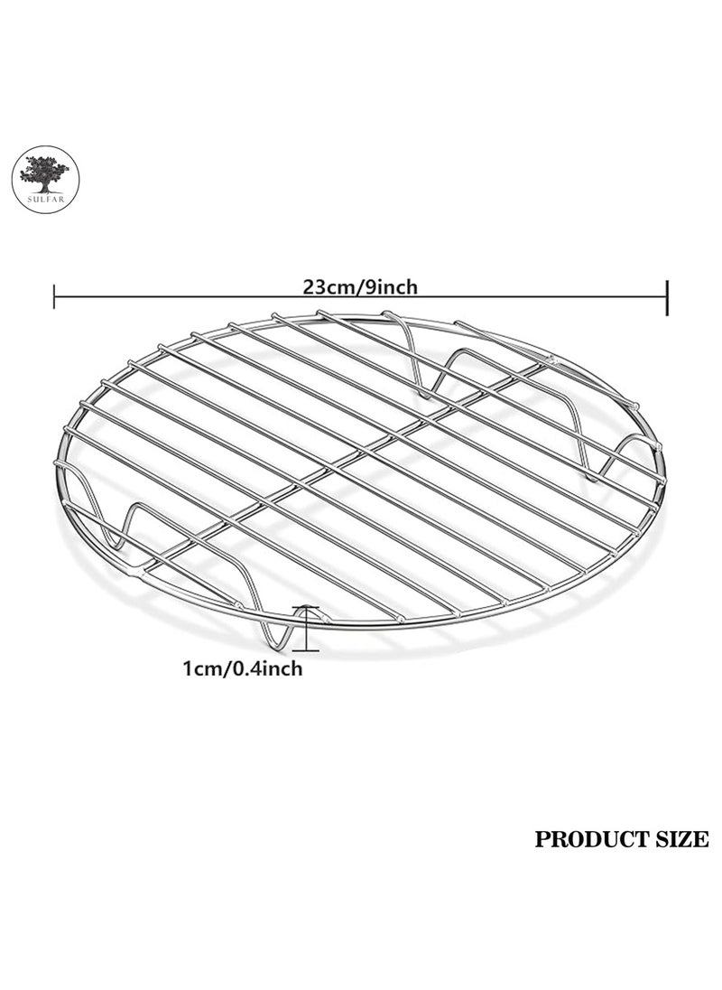 sulfar Round Cooking Rack, Baking Cooling Steaming Grilling Rack Stainless Steel, Fits Air Fryer/Stockpot/Instant Pot/Pressure Cooker/Round Cake Pan, Oven & Dishwasher Safe (Silver) Pack of 1  - Image 2