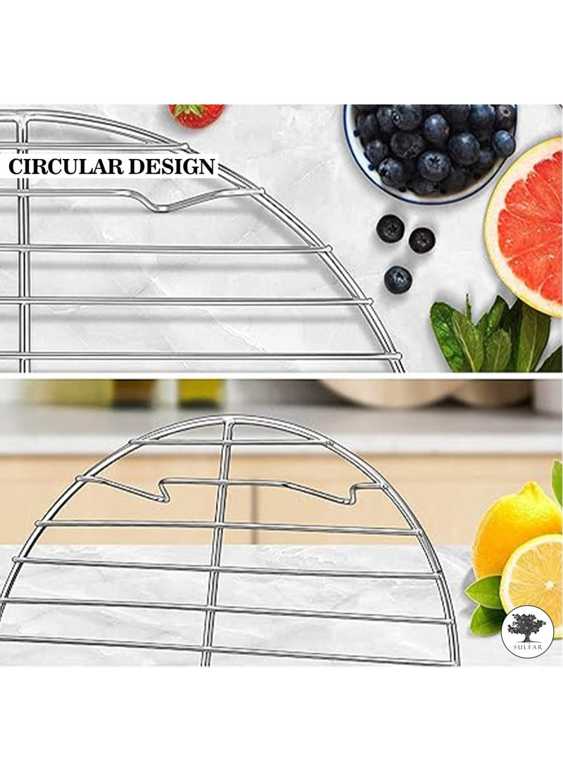 sulfar Round Cooking Rack, Baking Cooling Steaming Grilling Rack Stainless Steel, Fits Air Fryer/Stockpot/Instant Pot/Pressure Cooker/Round Cake Pan, Oven & Dishwasher Safe (Silver) Pack of 1  - Image 4